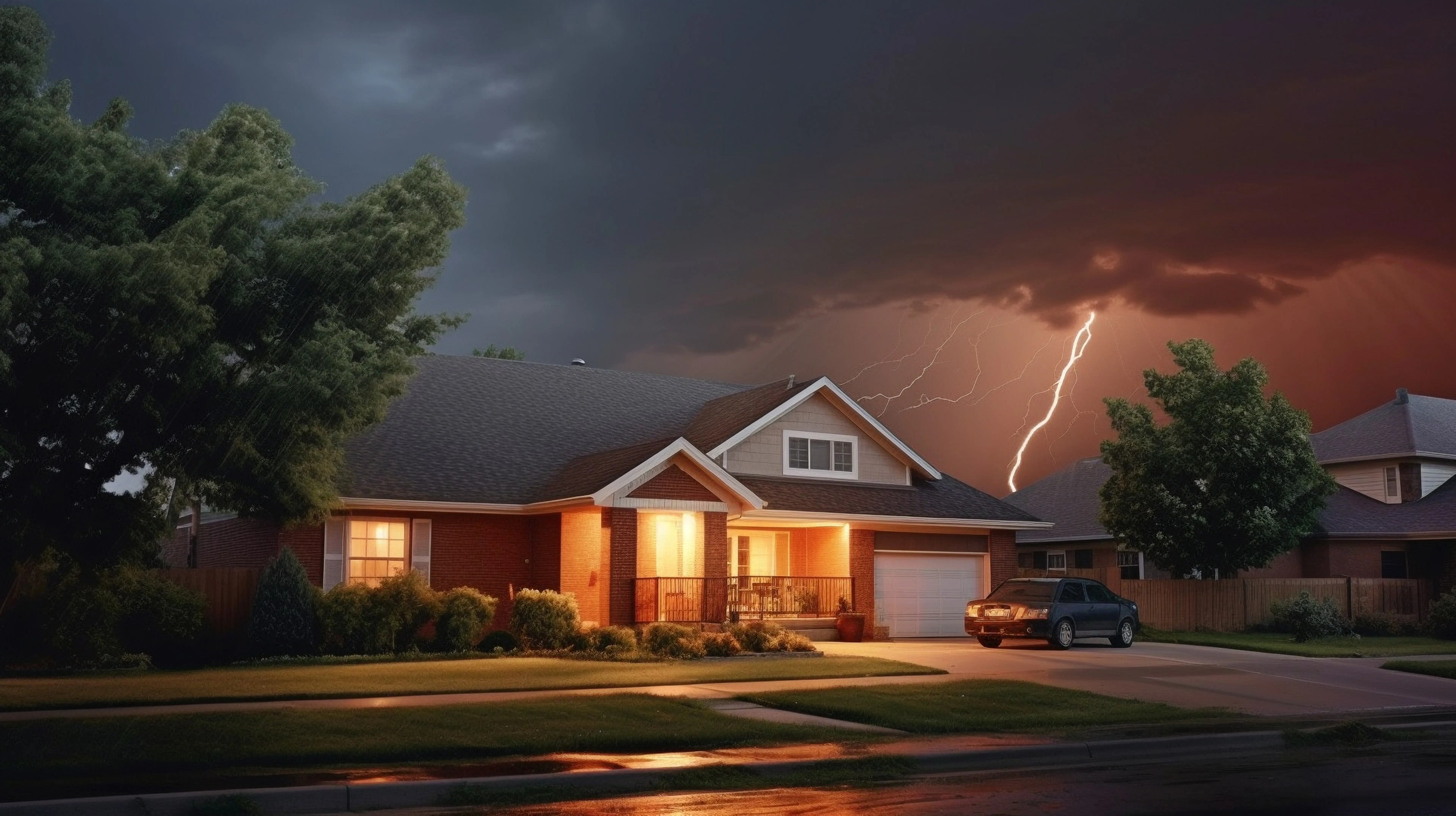 Blitzsichere Stromverteilungsstation unter Einsatz generativer KI.